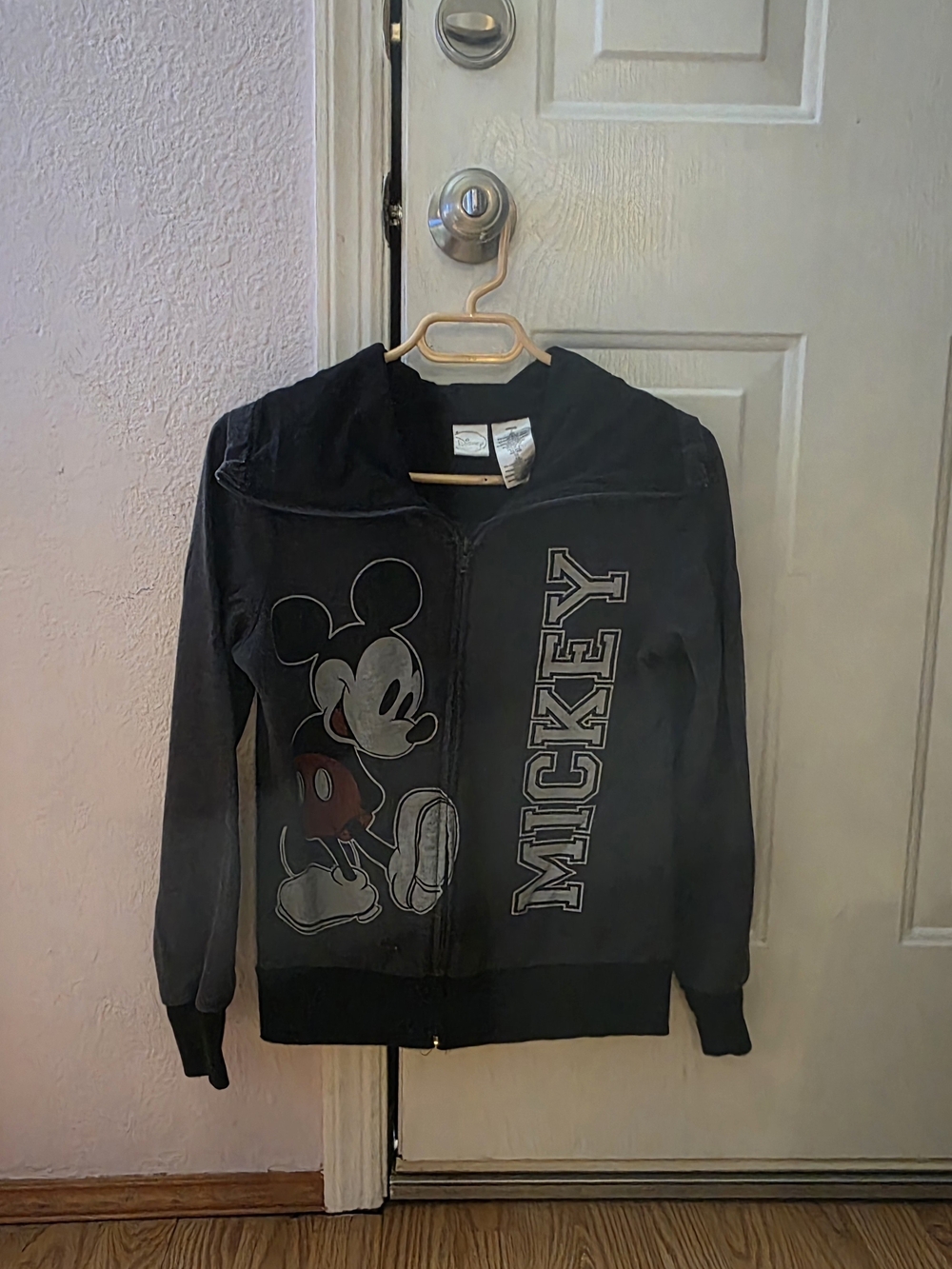 Disney Small  Black Mickey Graphic Zip-Up Sweater